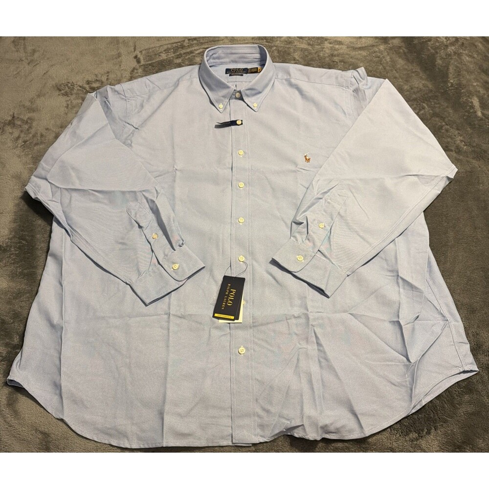 3XLT Men's Ralph Lauren Button-Down Oxford Performance Shirt Blue